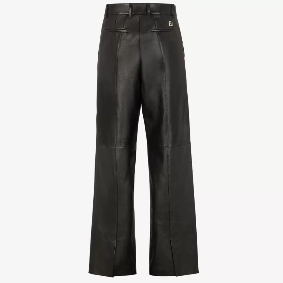 Pantalon En Cuir Plonge Noir | Fendi Fashion