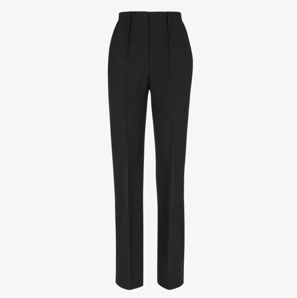 Pantalon En Laine Grain-De-Poudre Noire | Fendi Discount