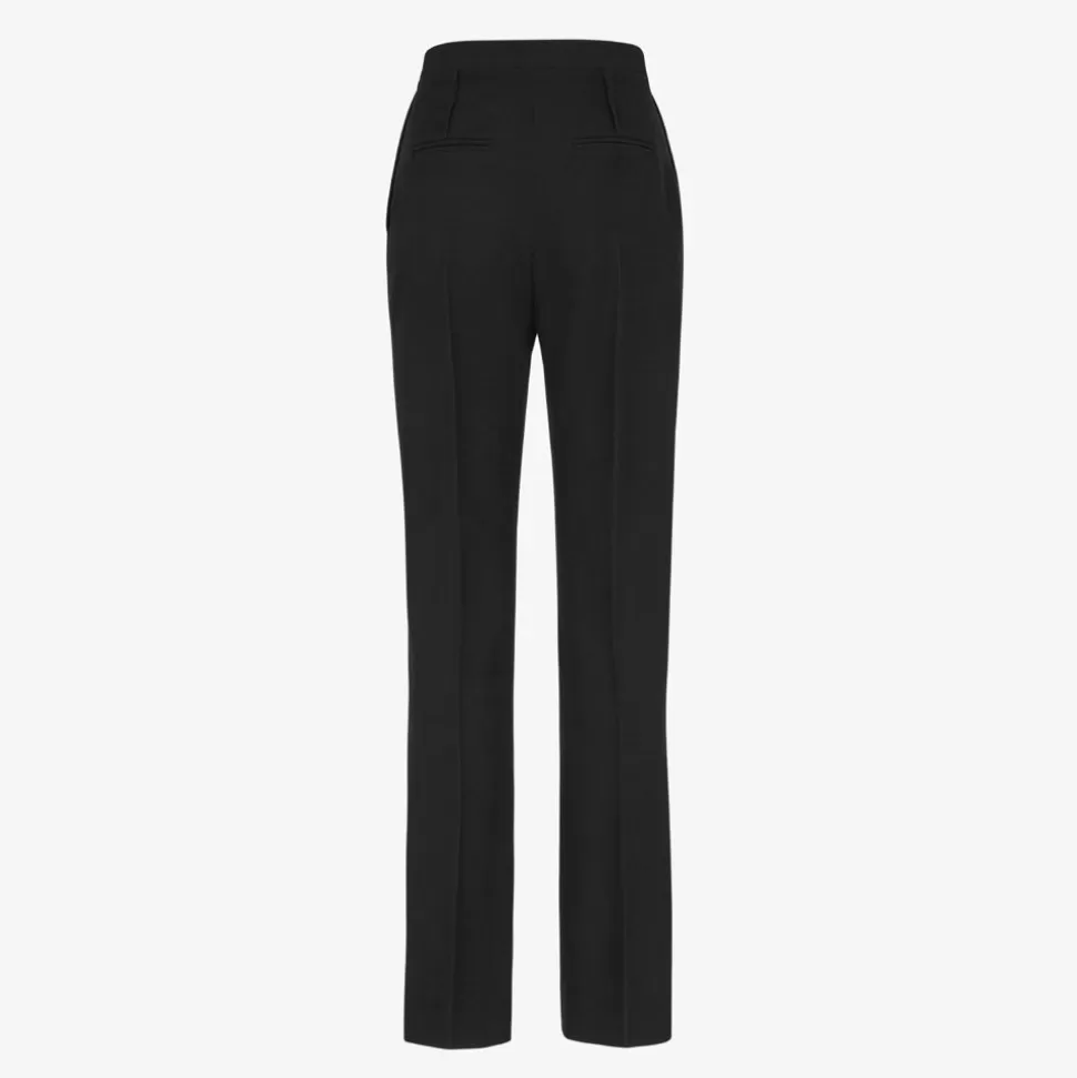 Pantalon En Laine Grain-De-Poudre Noire | Fendi Discount