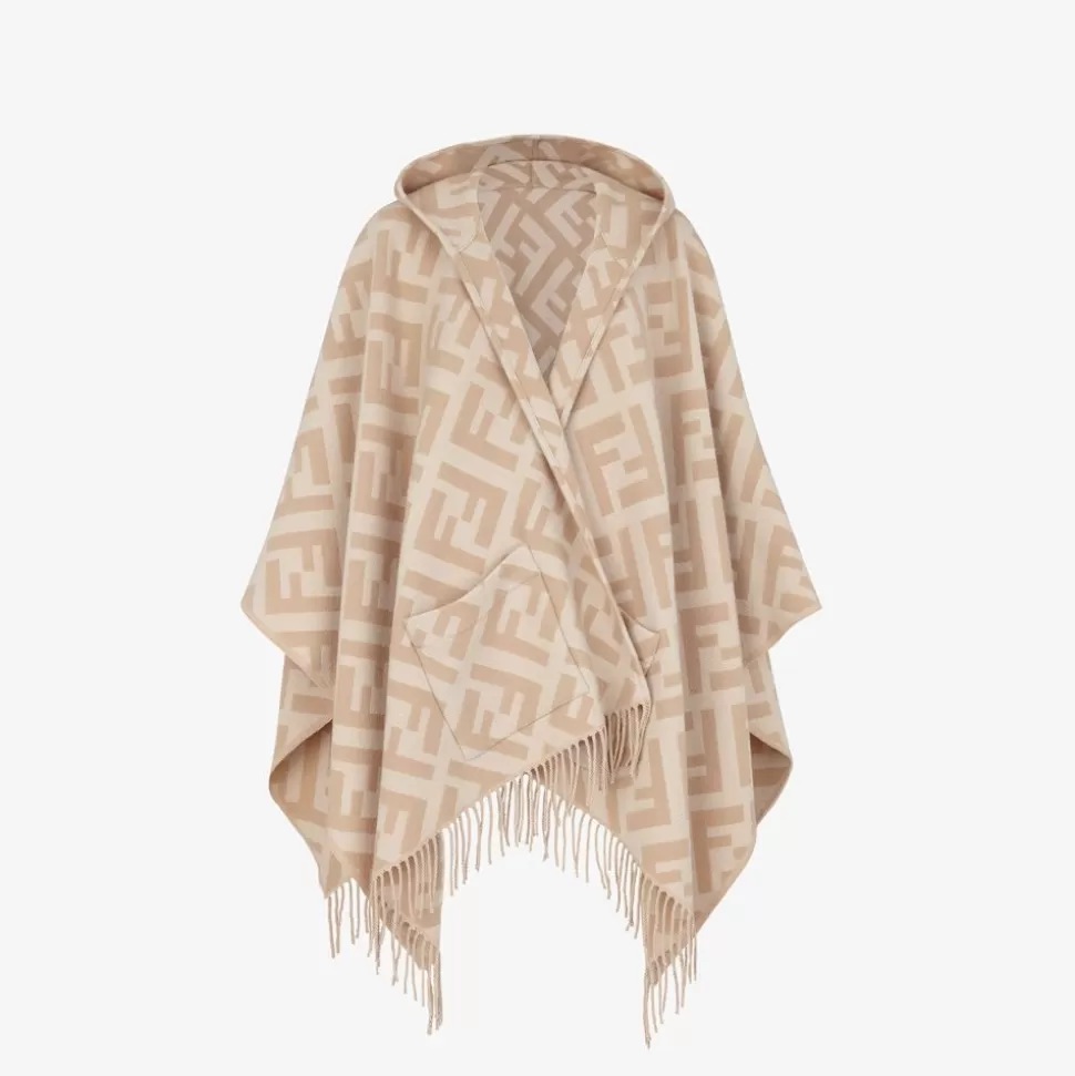 Poncho En Cachemire Beige | Fendi Cheap