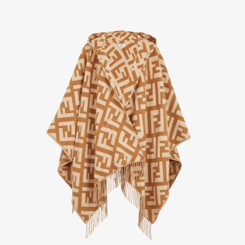 Poncho En Cachemire Couleur Caramel | Fendi Fashion