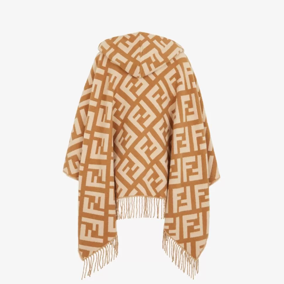 Poncho En Cachemire Couleur Caramel | Fendi Fashion