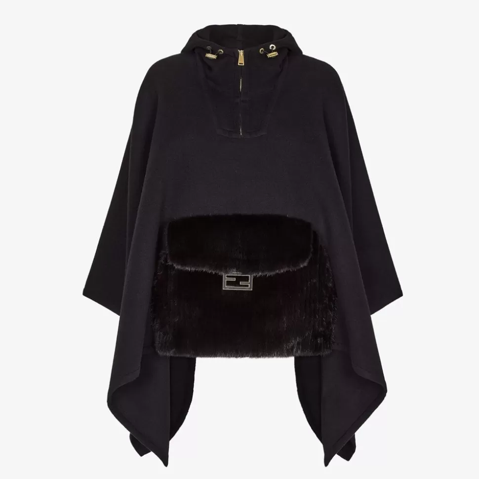 Poncho En Cachemire Et Vison Noir | Fendi Fashion