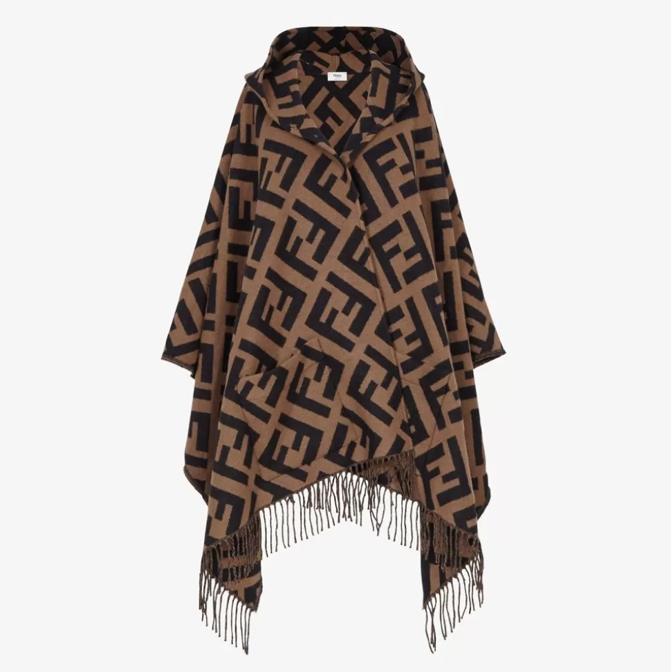 Poncho En Cachemire Marron | Fendi Hot