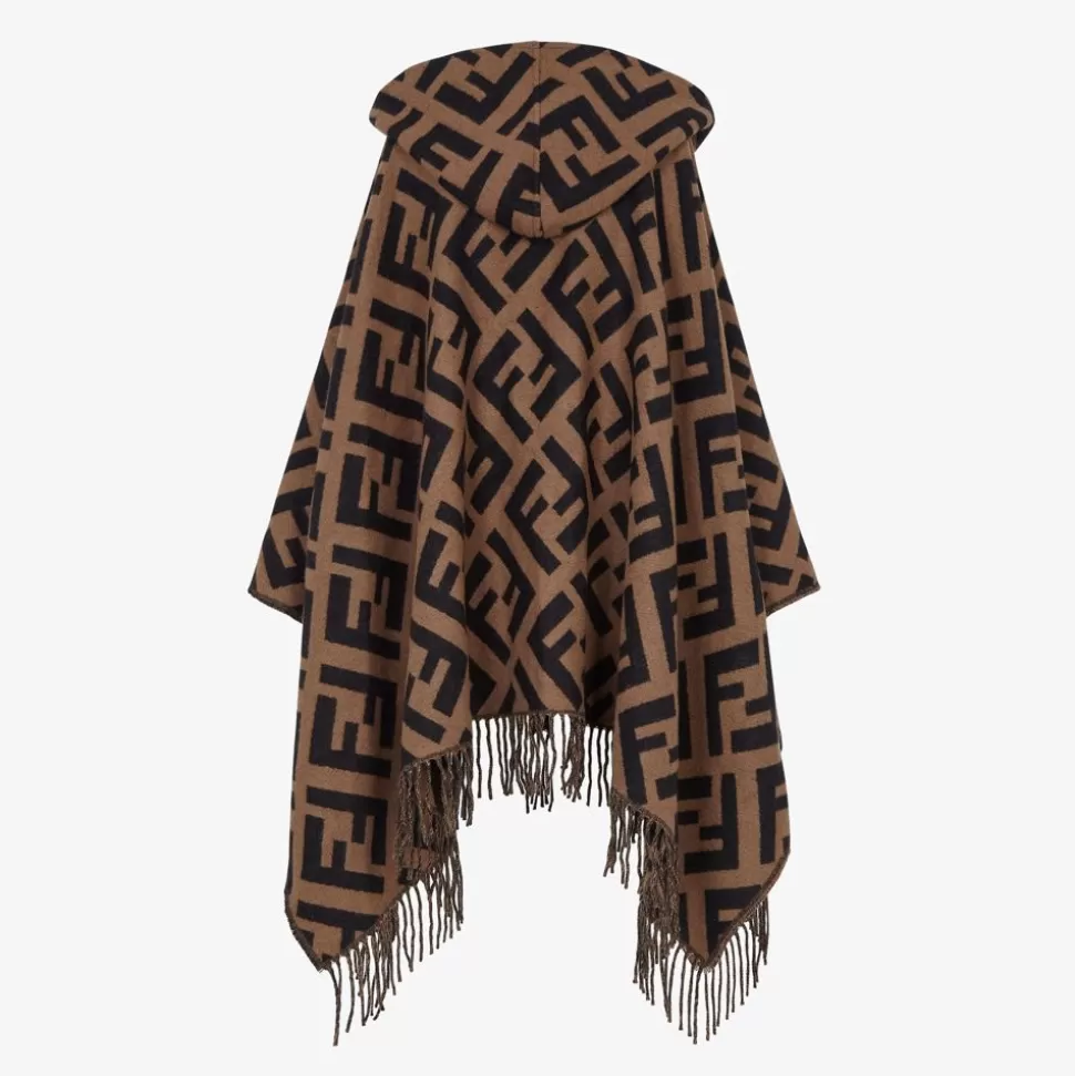 Poncho En Cachemire Marron | Fendi Hot