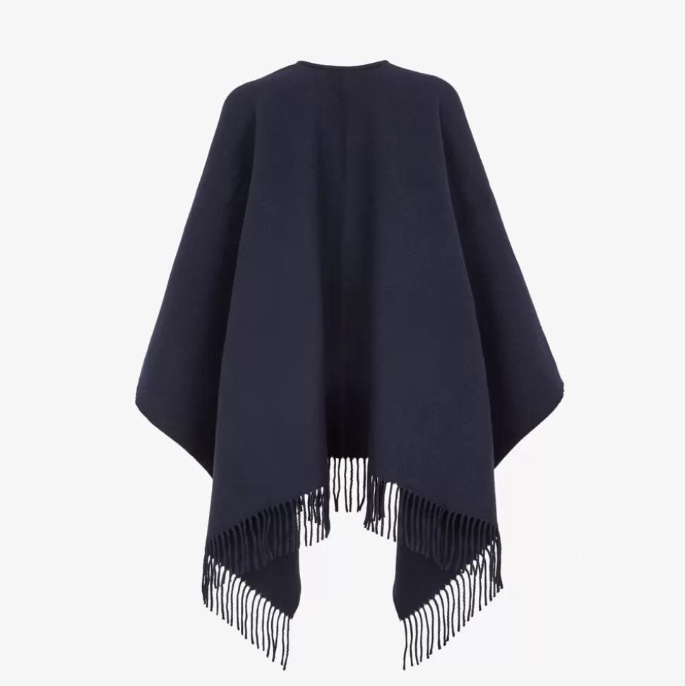 Poncho En Laine Et Cachemire Bleu | Fendi New