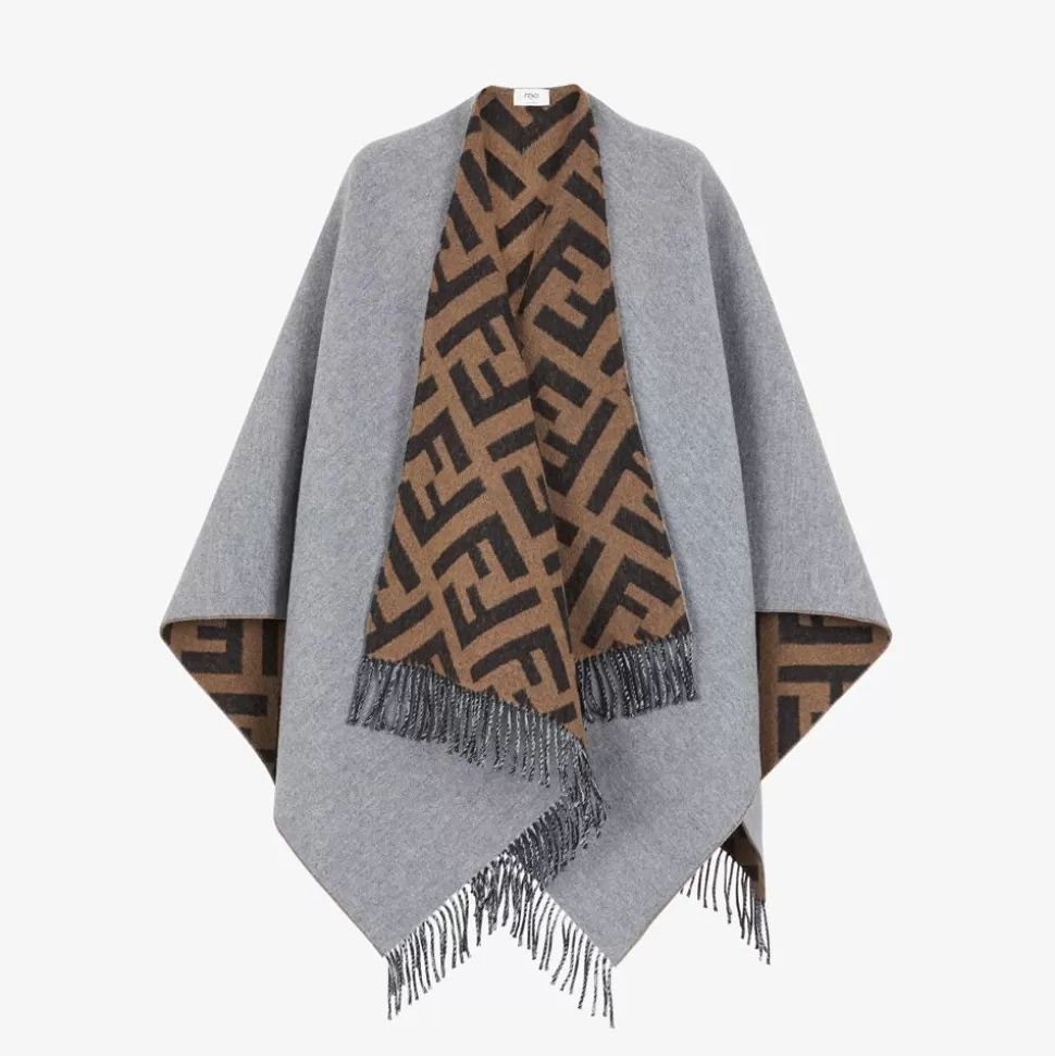 Poncho En Laine Et Cachemire Gris | Fendi Cheap