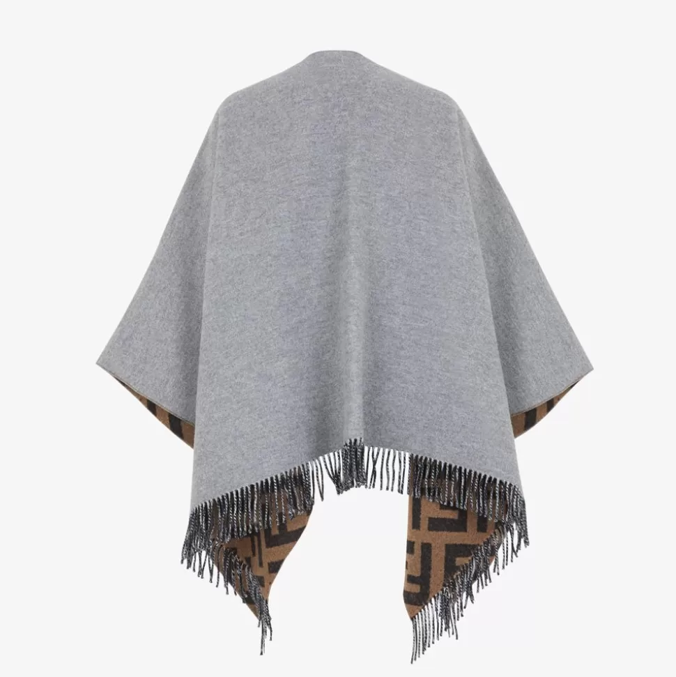 Poncho En Laine Et Cachemire Gris | Fendi Cheap