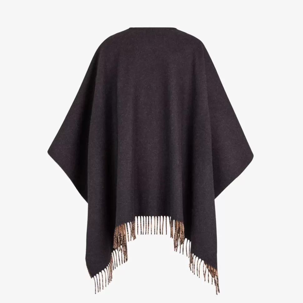 Poncho En Laine Et Cachemire Noir | Fendi Online