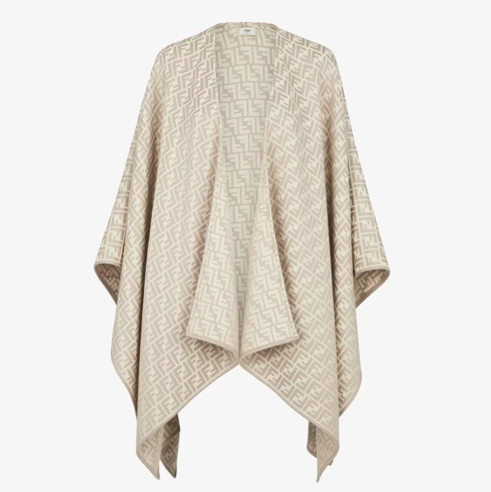 Poncho En Laine Et Soie Grise | Fendi Flash Sale