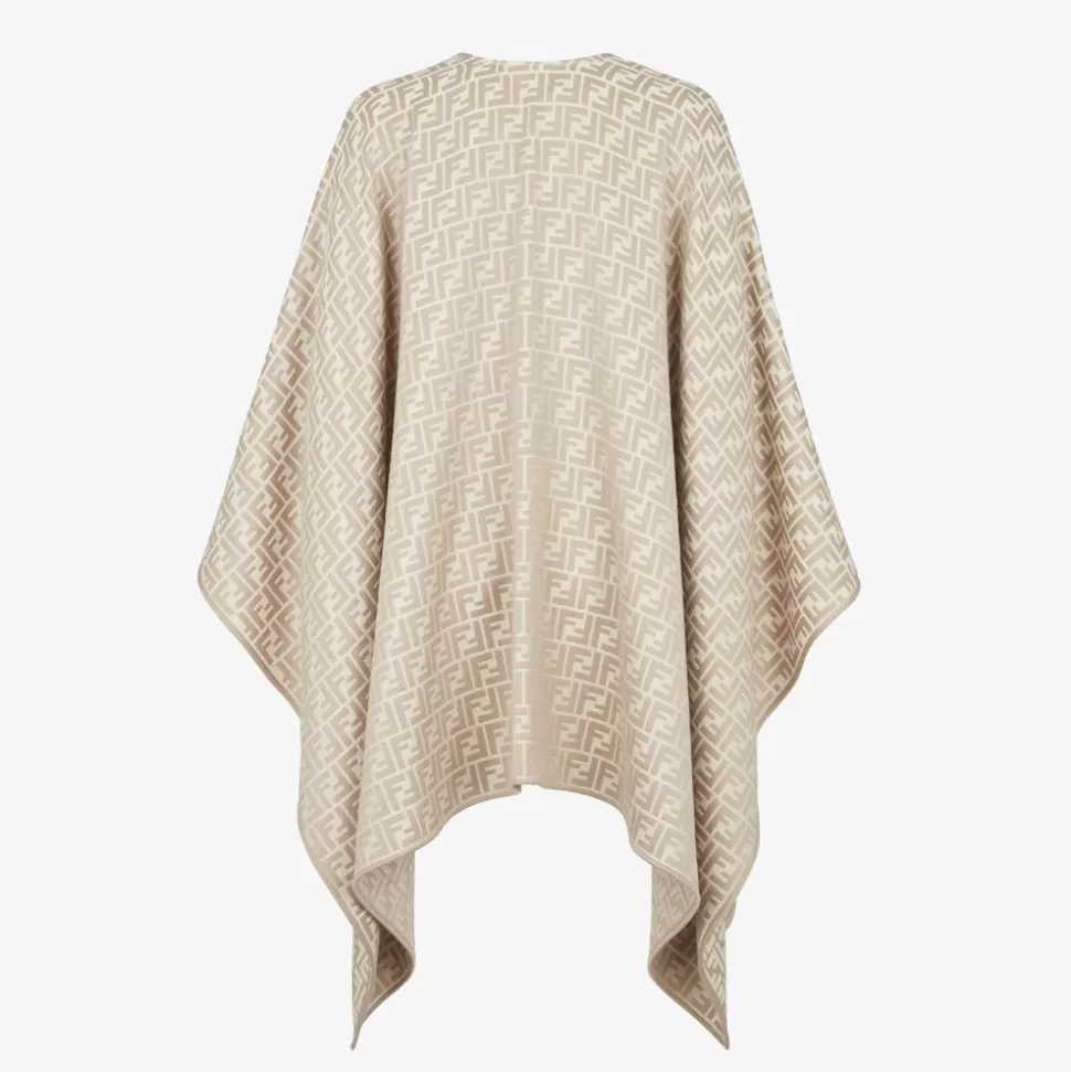 Poncho En Laine Et Soie Grise | Fendi Flash Sale