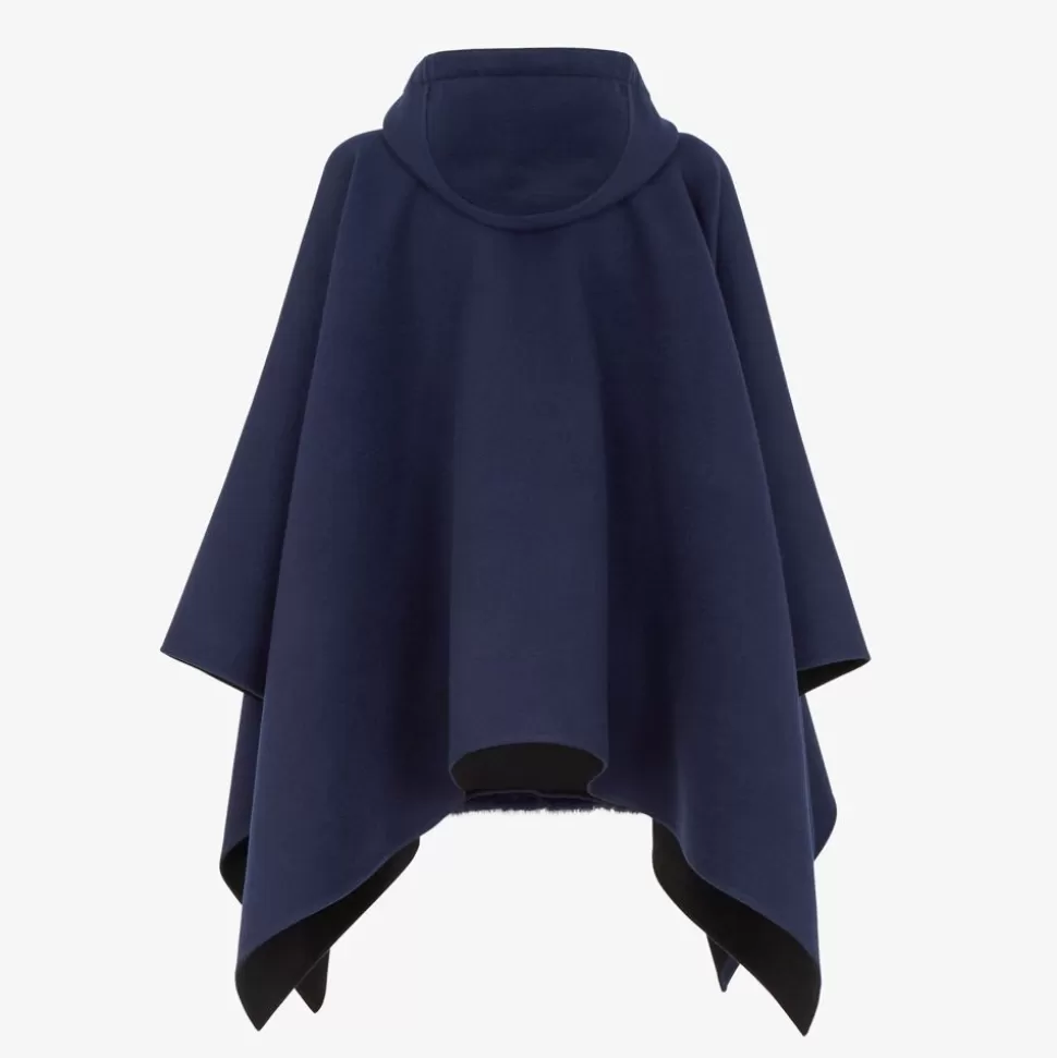 Poncho En Laine Et Vison Bleu | Fendi Cheap