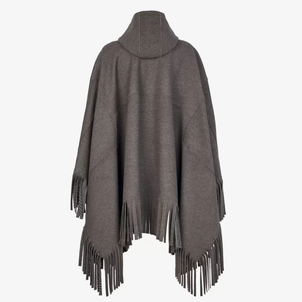 Poncho En Laine Grise | Fendi Online