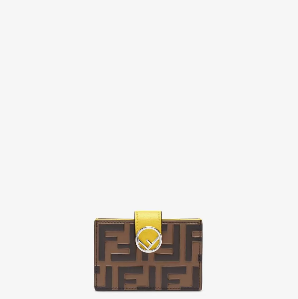 Porte-Cartes A Soufflet En Cuir Jaune | Fendi New