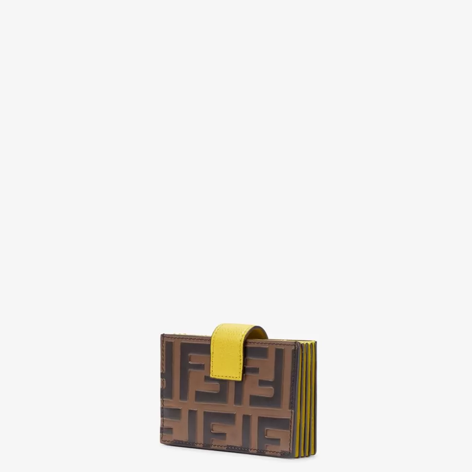 Porte-Cartes A Soufflet En Cuir Jaune | Fendi New