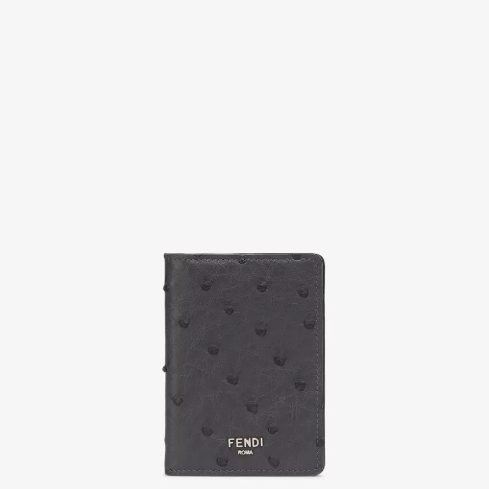 Porte-Cartes En Autruche Gris | Fendi Cheap