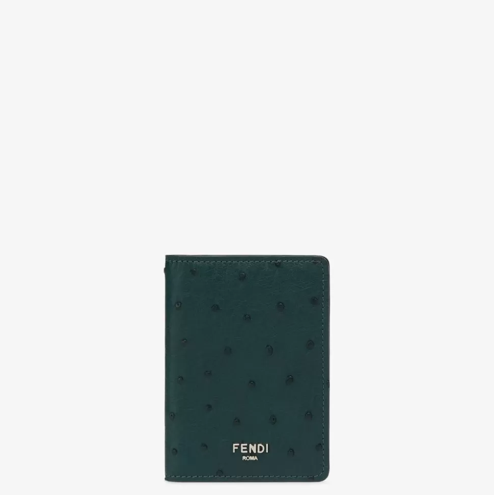 Porte-Cartes En Autruche Vert | Fendi Fashion