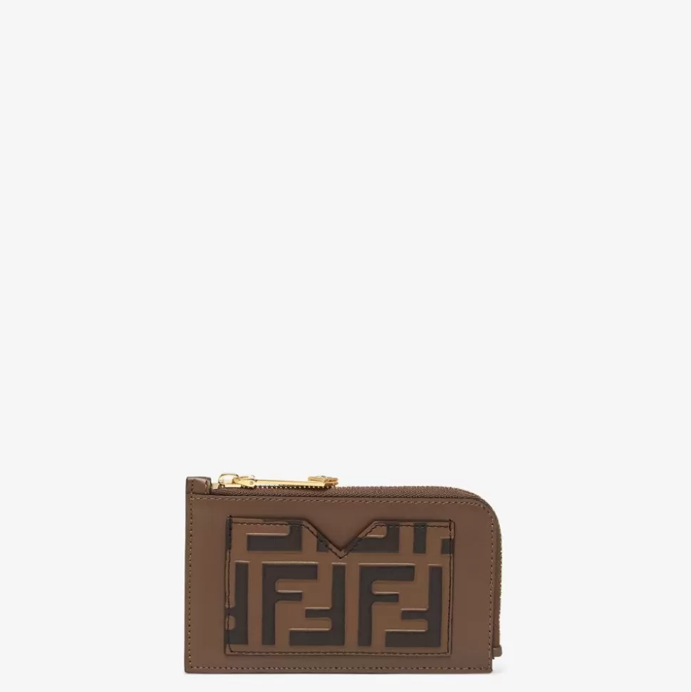 Porte-Cartes En Cuir Ff Marron Et Noir | Fendi Shop