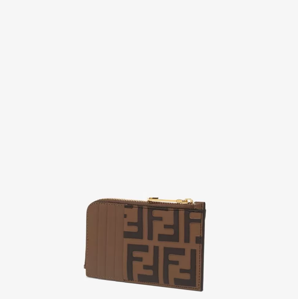 Porte-Cartes En Cuir Ff Marron Et Noir | Fendi Shop