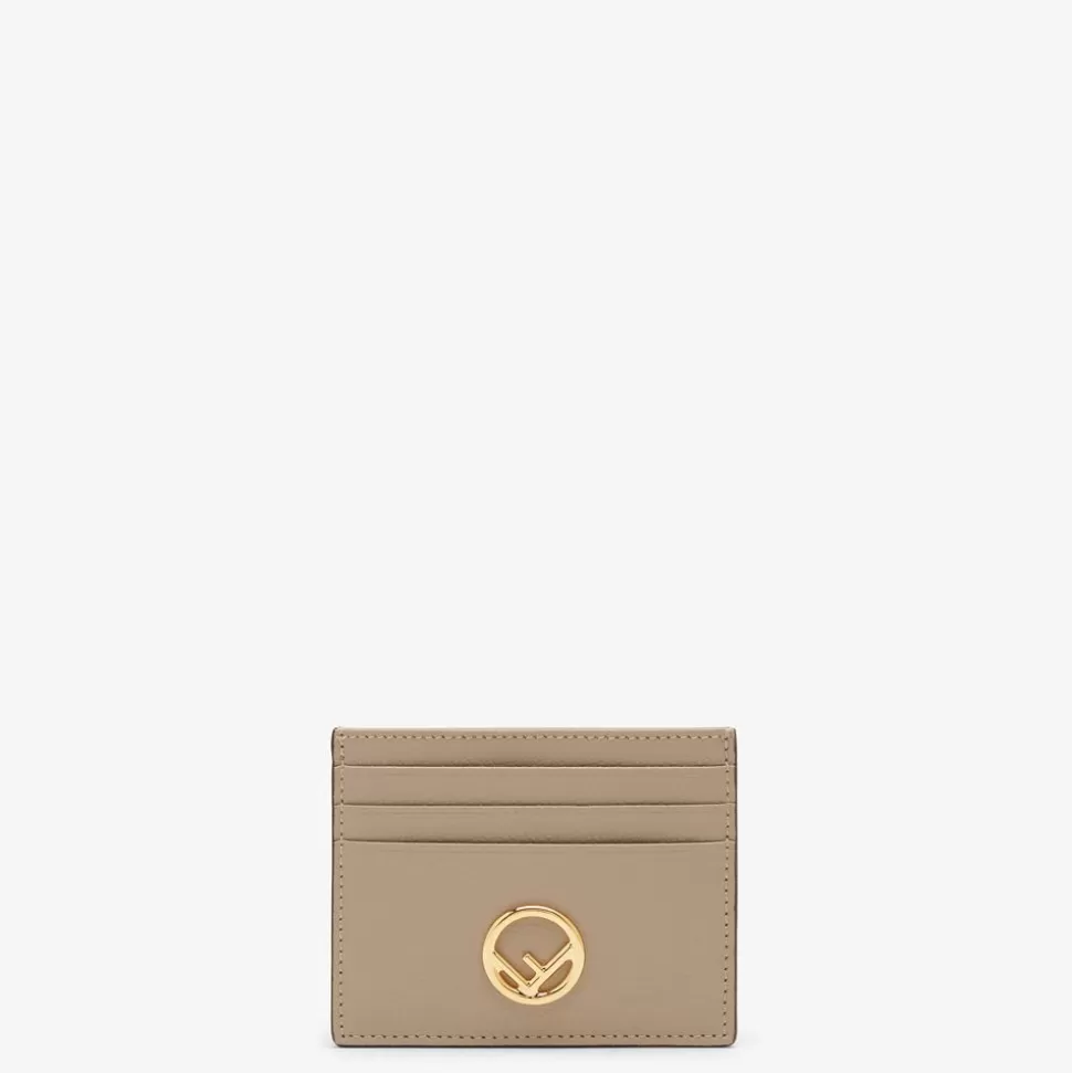 Porte-Cartes Plat En Cuir Beige | Fendi Online