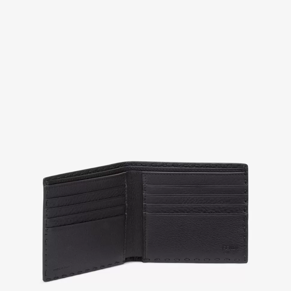 Portefeuille A Deux Volets En Cuir Noir | Fendi Flash Sale