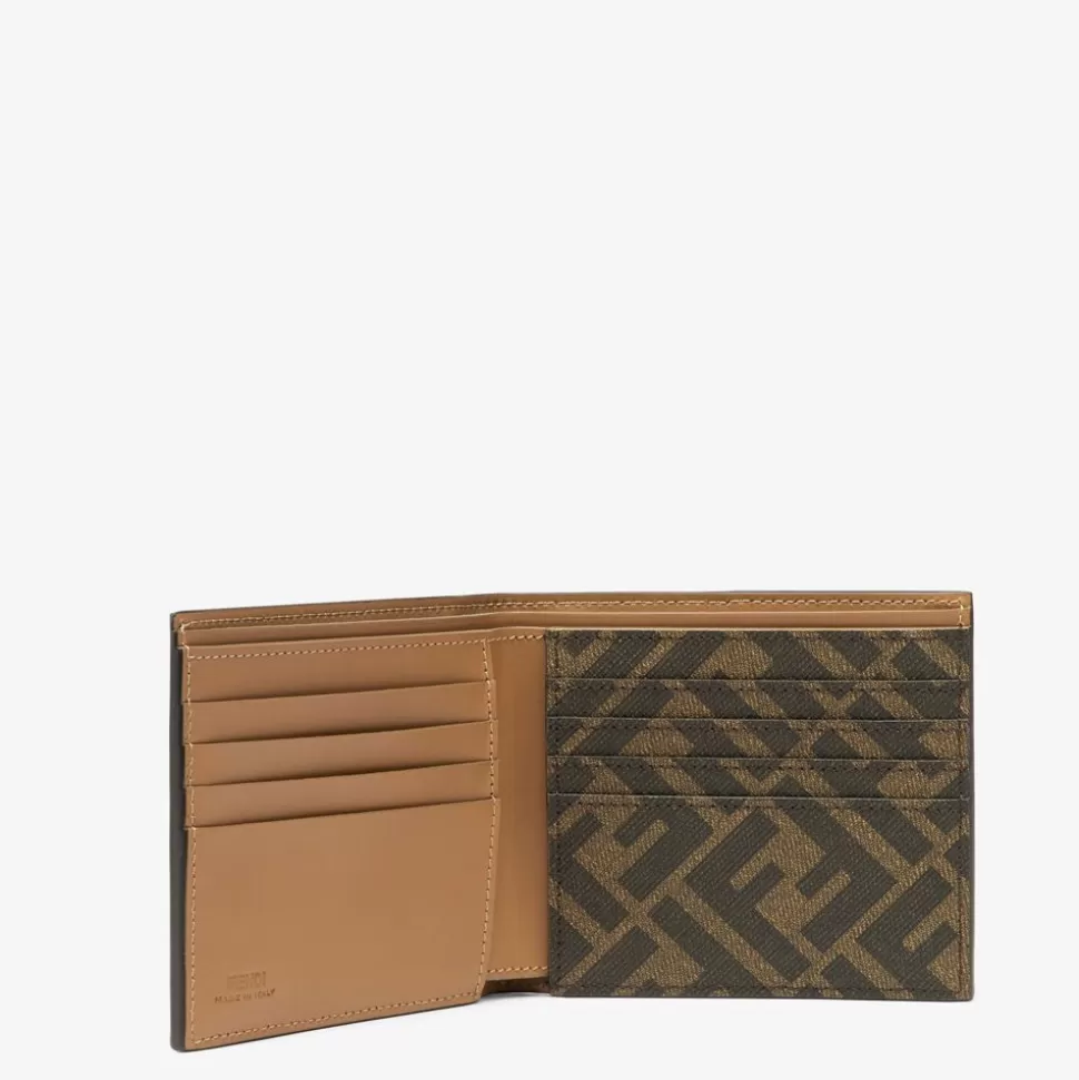 Portefeuille Compact A Deux Volets En Cuir Beige | Fendi Cheap