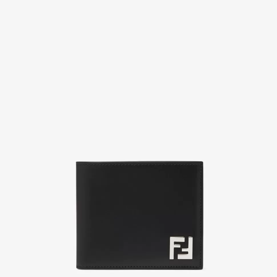 Portefeuille Compact A Deux Volets En Cuir Noir | Fendi Online