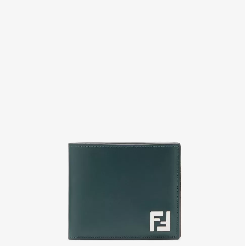 Portefeuille Compact A Deux Volets En Cuir Vert | Fendi New