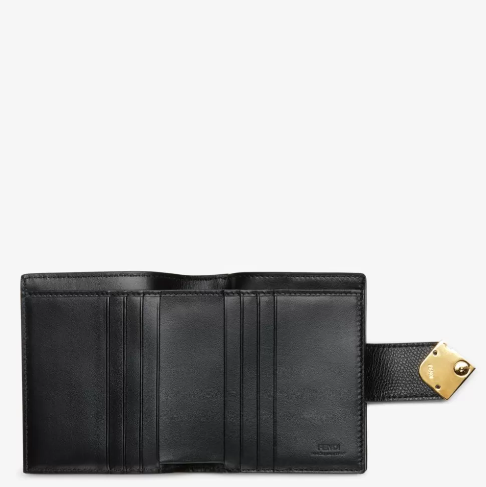 Portefeuille Compact En Cuir Noir | Fendi Shop