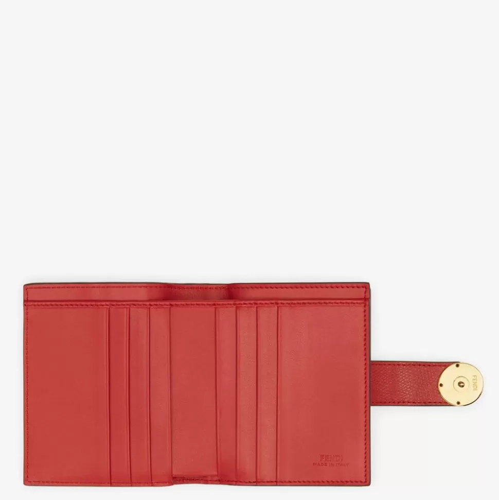 Portefeuille Compact En Cuir Rouge | Fendi Sale