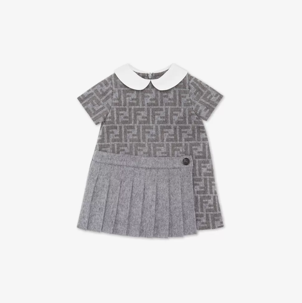 Robe Bebe En Flanelle Avec Logo Et Plisse | Fendi Clearance