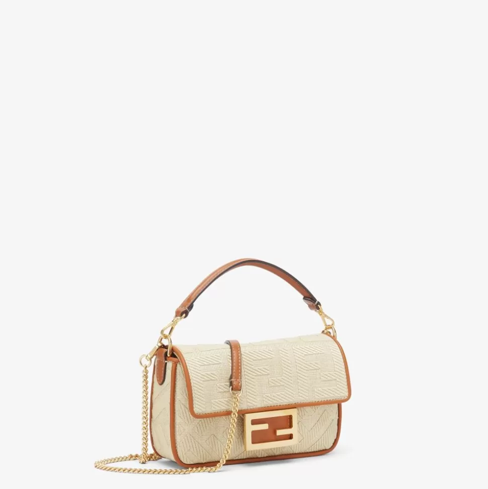 Sac En Paille Naturelle Avec Broderie Ff | Fendi Outlet