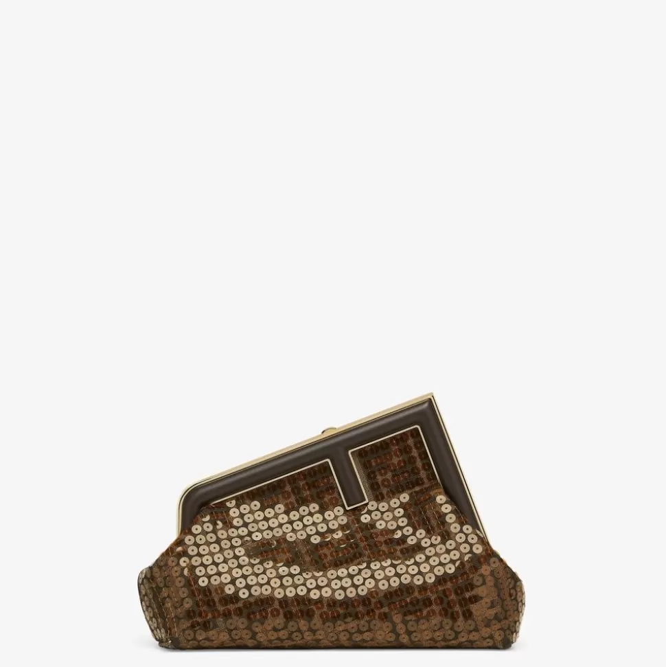 Sac En Tissu Ff Jacquard Marron A Paillettes | Fendi Fashion