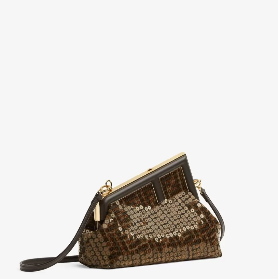 Sac En Tissu Ff Jacquard Marron A Paillettes | Fendi Fashion