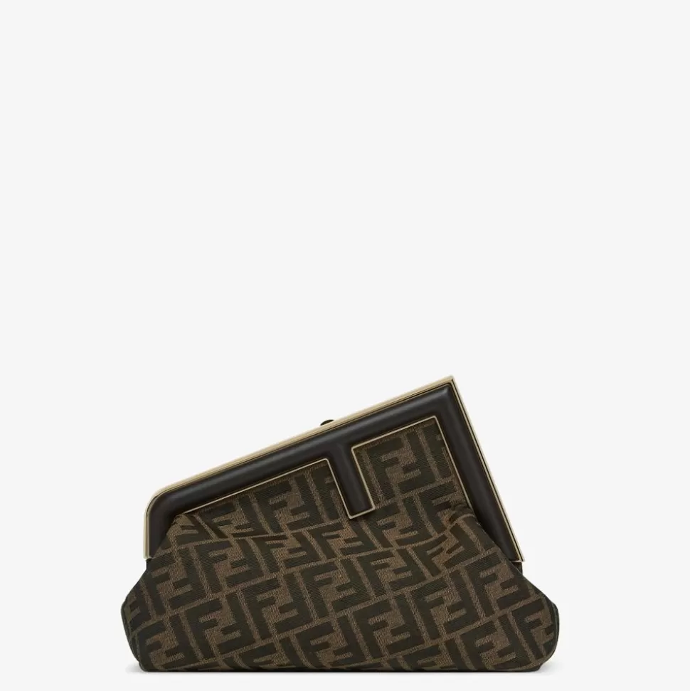 Sac En Tissu Jacquard Ff Marron | Fendi Cheap