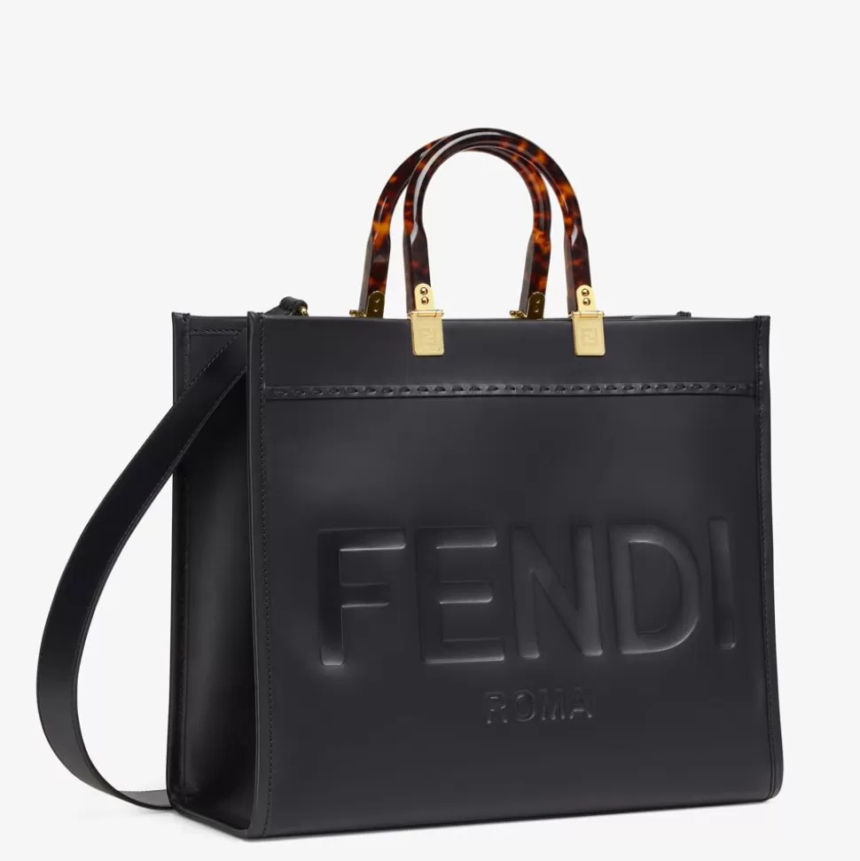 Sac Shopping En Cuir Noir | Fendi Best Sale