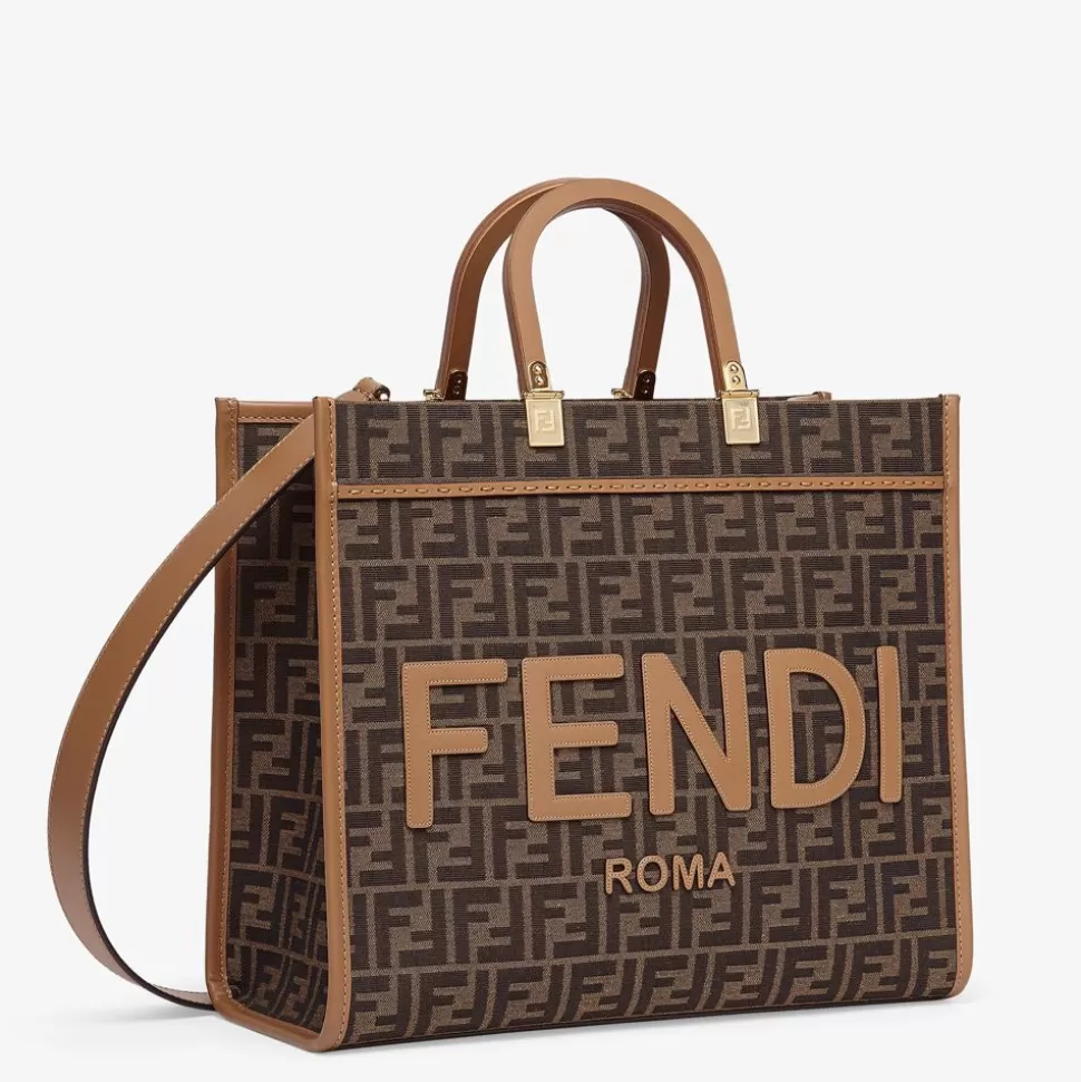 Sac Shopping En Tissu Jacquard Ff Marron | Fendi Clearance