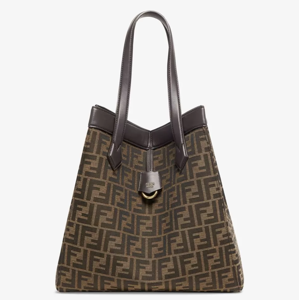 Sac Transformable En Tissu Ff Jacquard Marron | Fendi Flash Sale