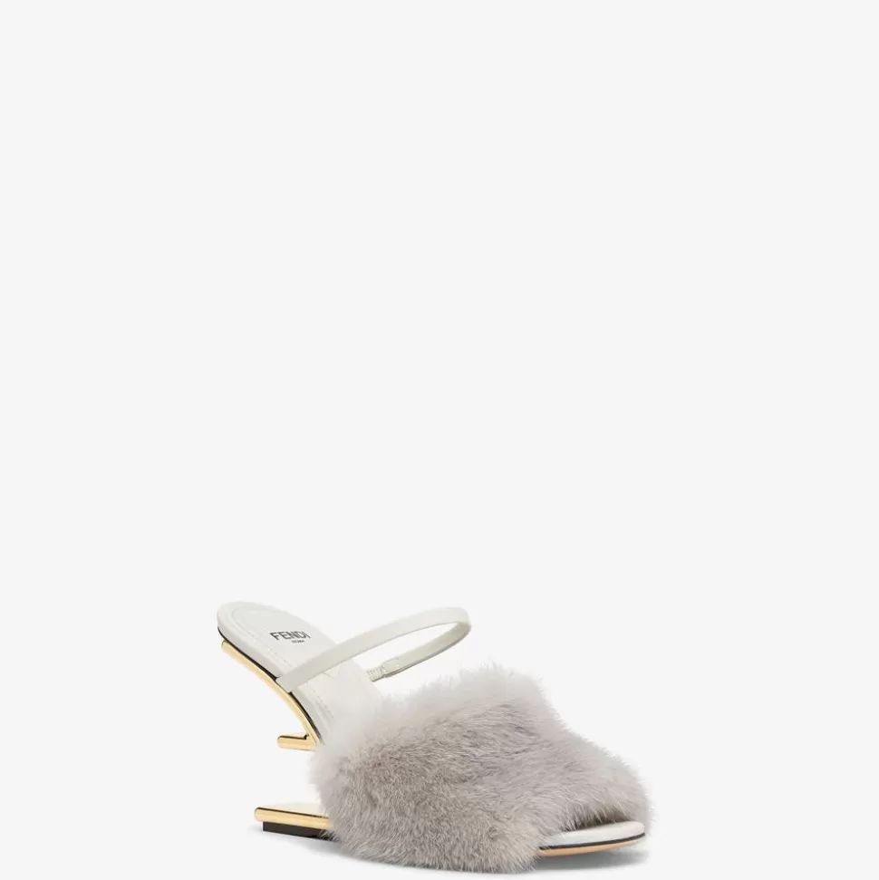 Sandales A Talon Aiguille En Vison Gris Clair | Fendi Online