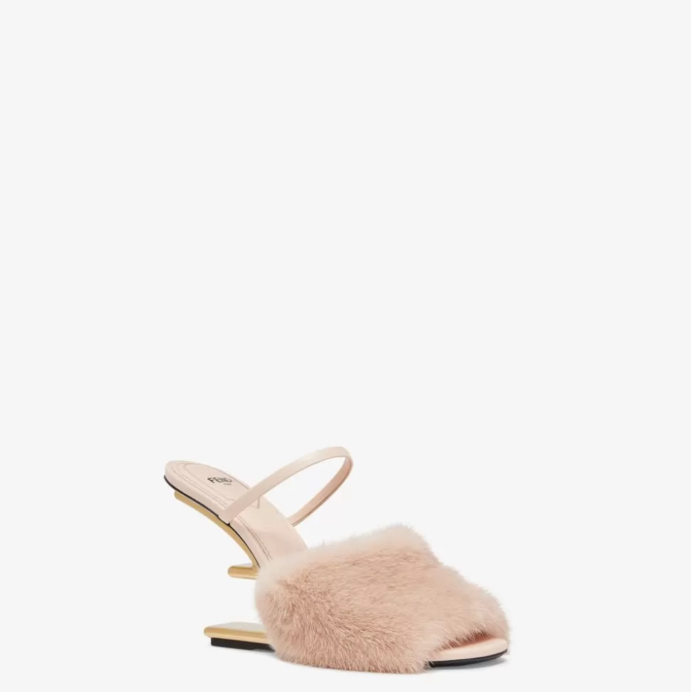 Sandales A Talon Aiguille En Vison Rose | Fendi Cheap