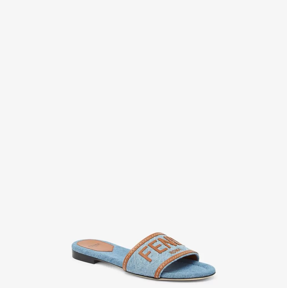 Sandales En Denim Bleu Clair | Fendi Cheap