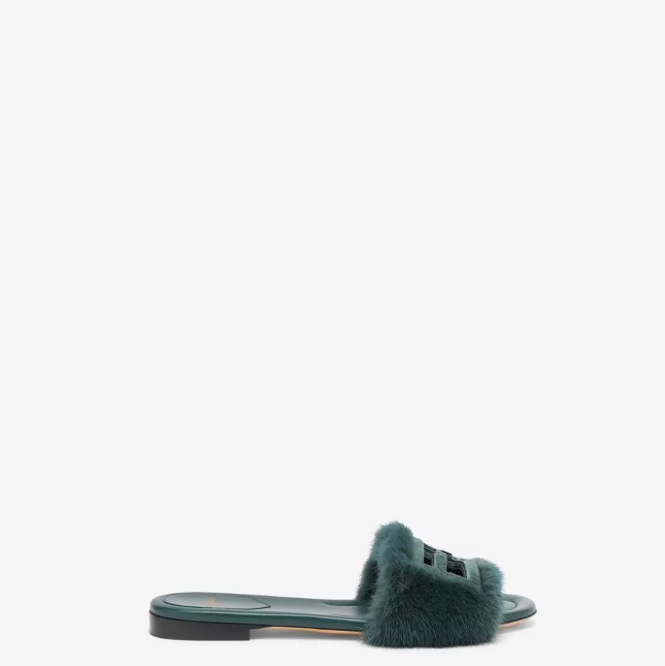 Sandales En Vison Vert | Fendi Cheap