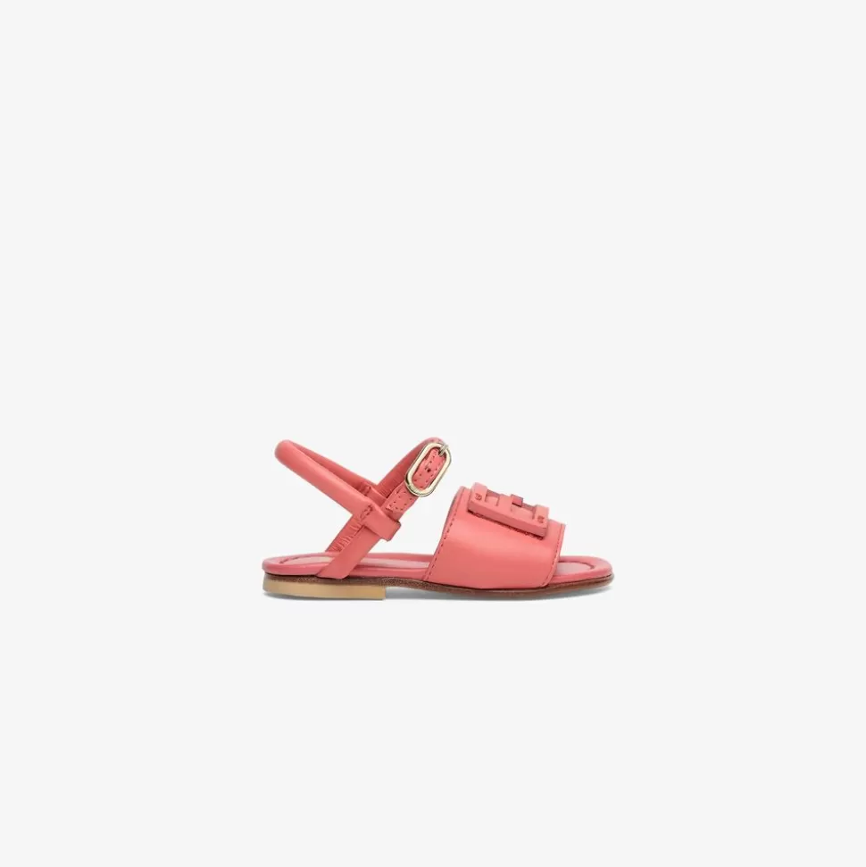 Sandales Premiers Pas En Cuir Nappa Corail Avec Logo | Fendi Store