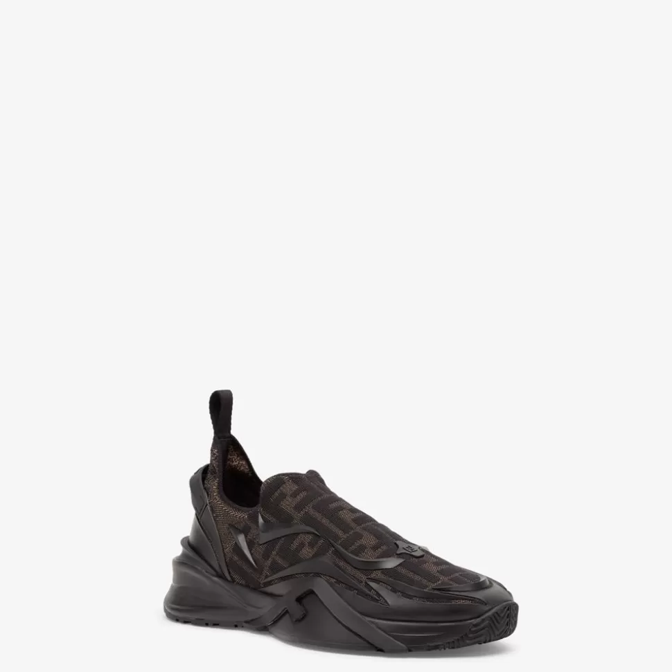 Sneakers De Course En Maille Marron | Fendi Cheap