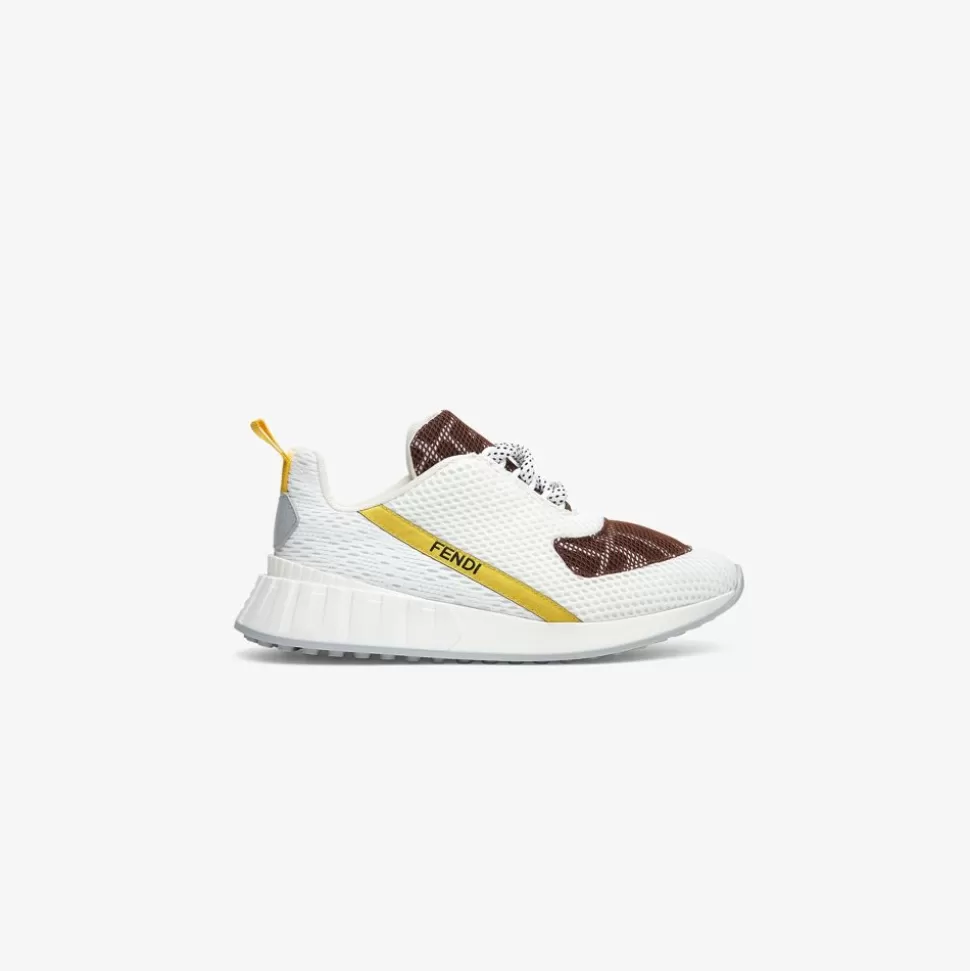 Sneakers Enfant En Filet Blanc Avec Logo | Fendi Outlet