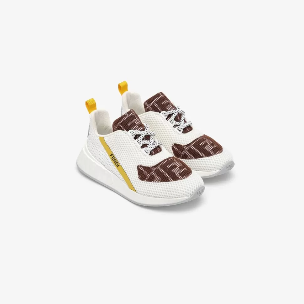 Sneakers Enfant En Filet Blanc Avec Logo | Fendi Outlet