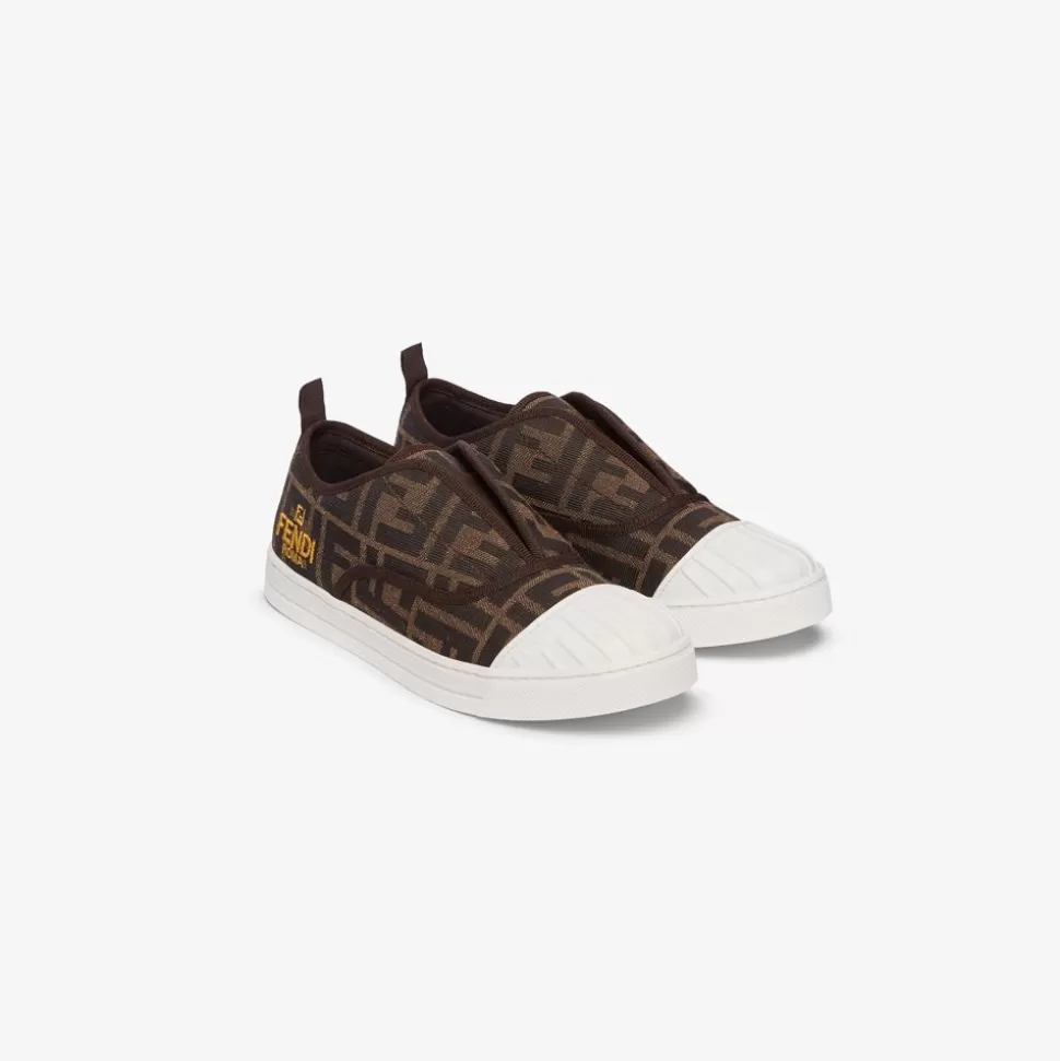 Sneakers Enfant En Jacquard Couleur Tabac | Fendi Cheap