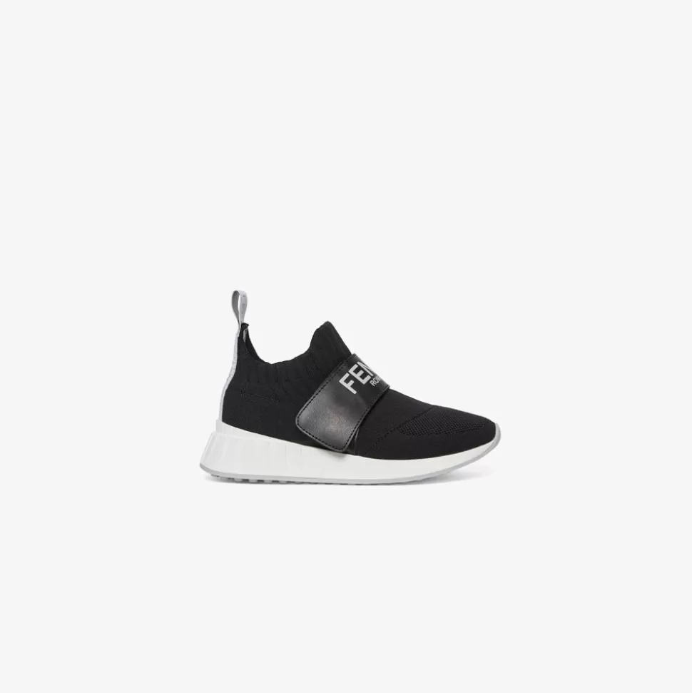 Sneakers Enfant En Maille Noire | Fendi Sale