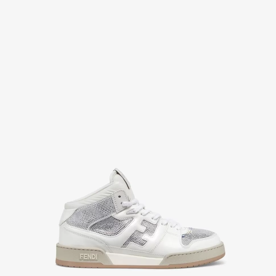 Sneakers Montantes En Cuir Blanc | Fendi Clearance