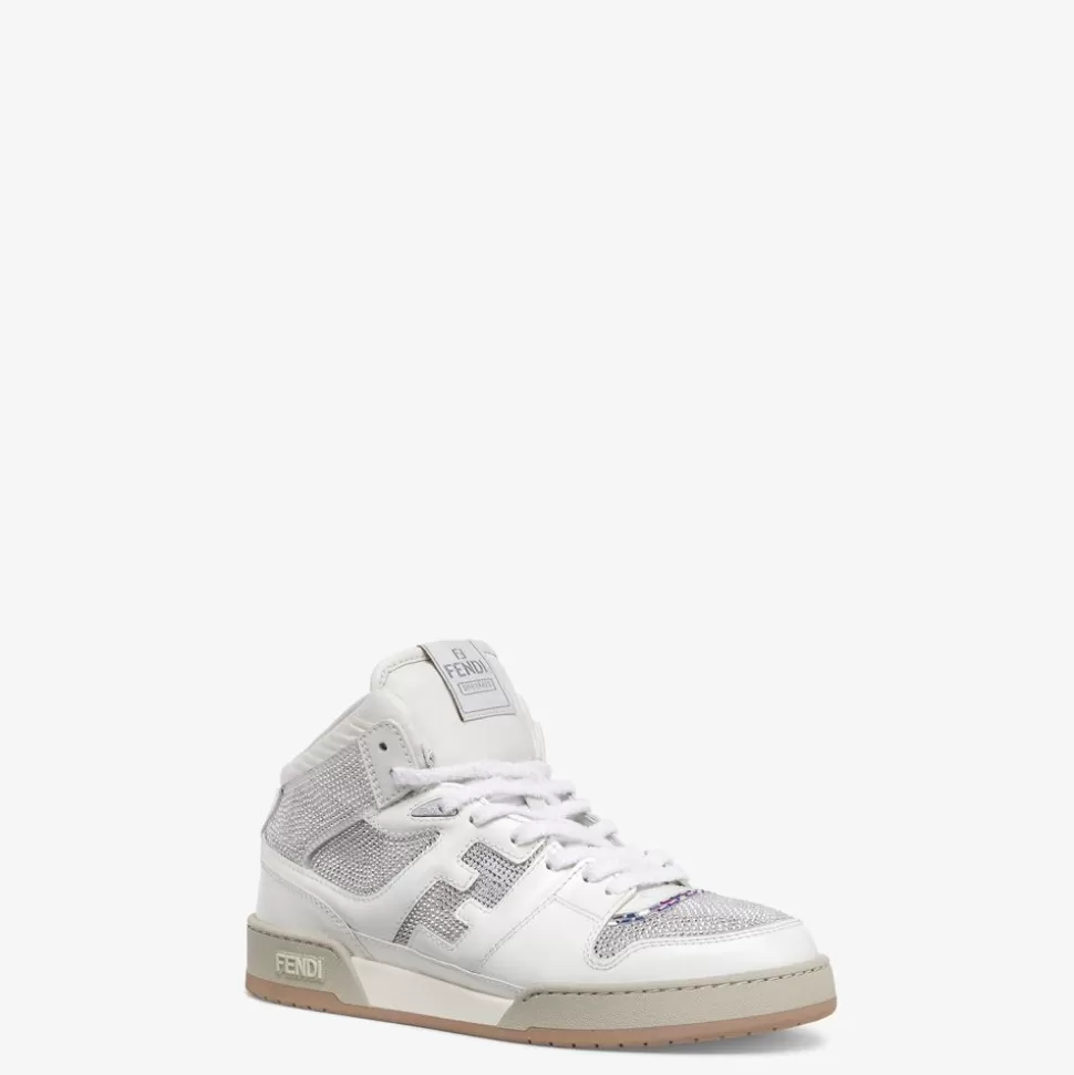 Sneakers Montantes En Cuir Blanc | Fendi Clearance